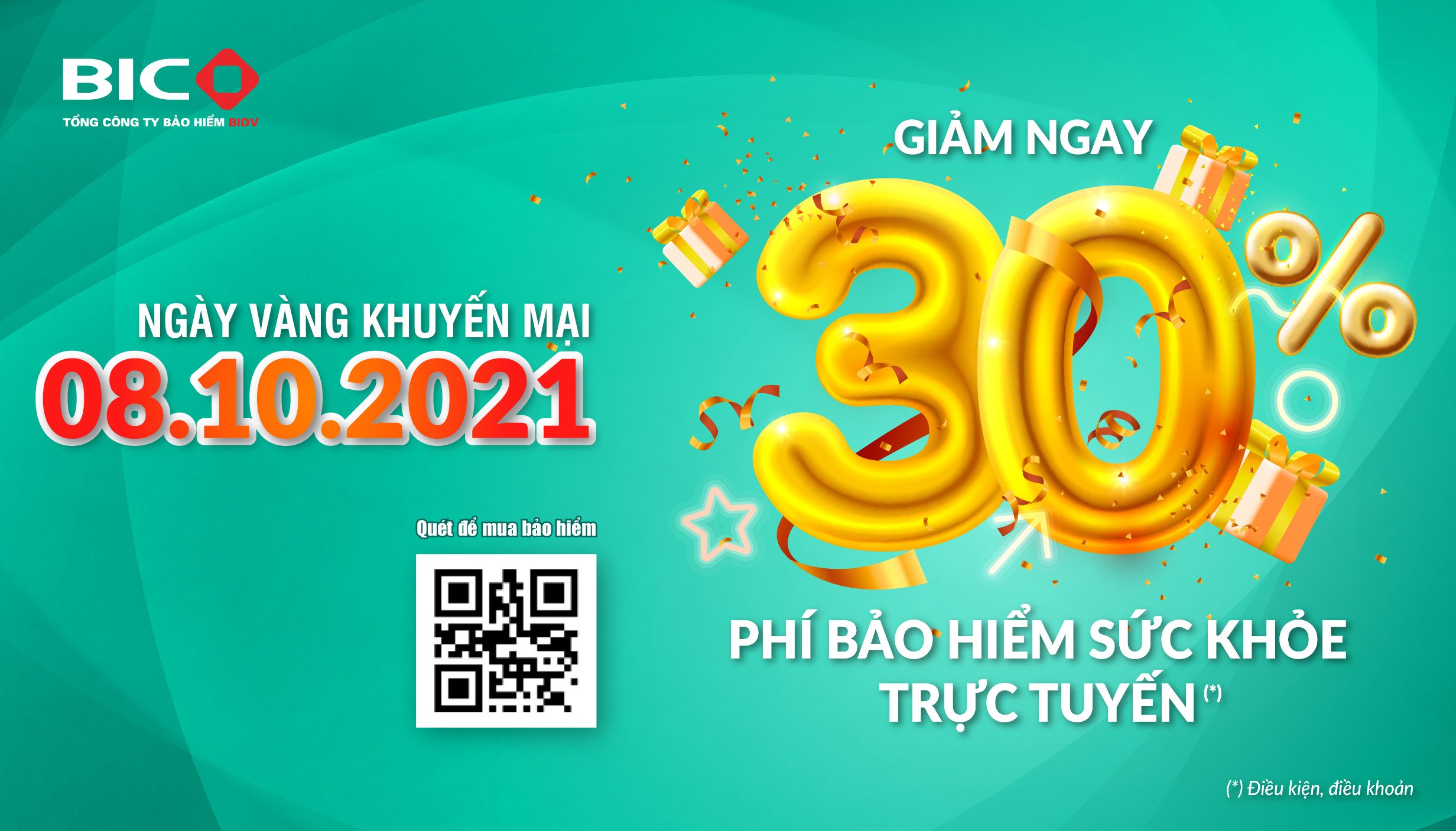 Ngày vàng Khuyến mại 08.10.2021: BIC giảm 30% phí bảo hiểm sức khoẻ trực tuyến